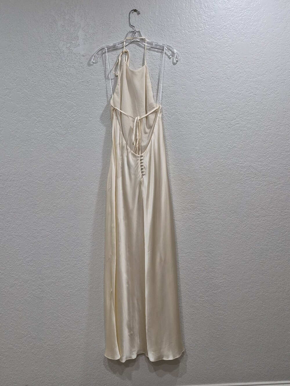 Reformation Jeany 100% Silk Satin Halter Slip Maxi Dress Ivory size 0 NWT - Picture 8 of 15